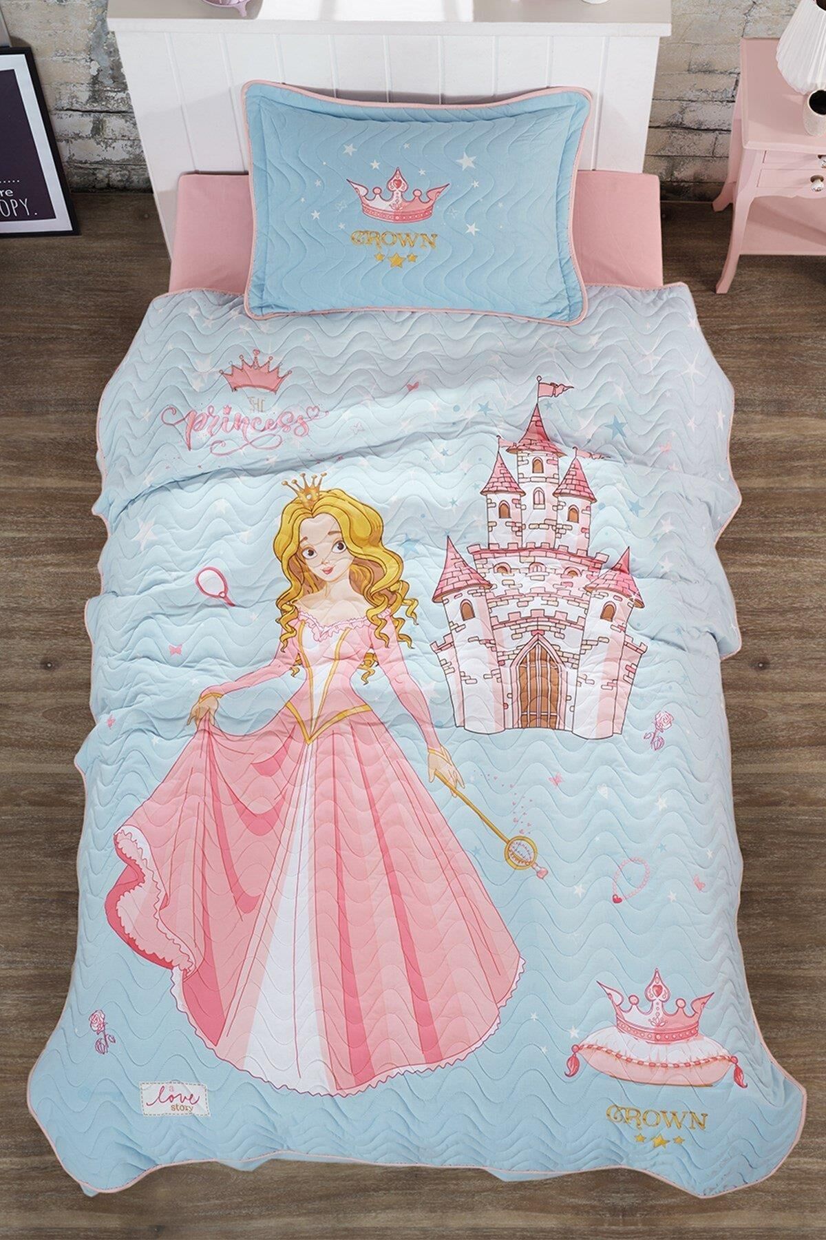 Clasy Ranforce 100% Pamuk Tek Kişilik Yatak Örtüsü CROWN V1 PEMBE