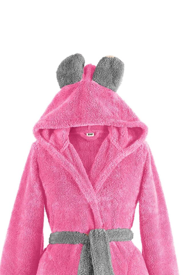 Fleece | Kapşonlu Wellsoft Peluş Sabahlık | Robdeşambr |  Bornoz Pembe - S-M