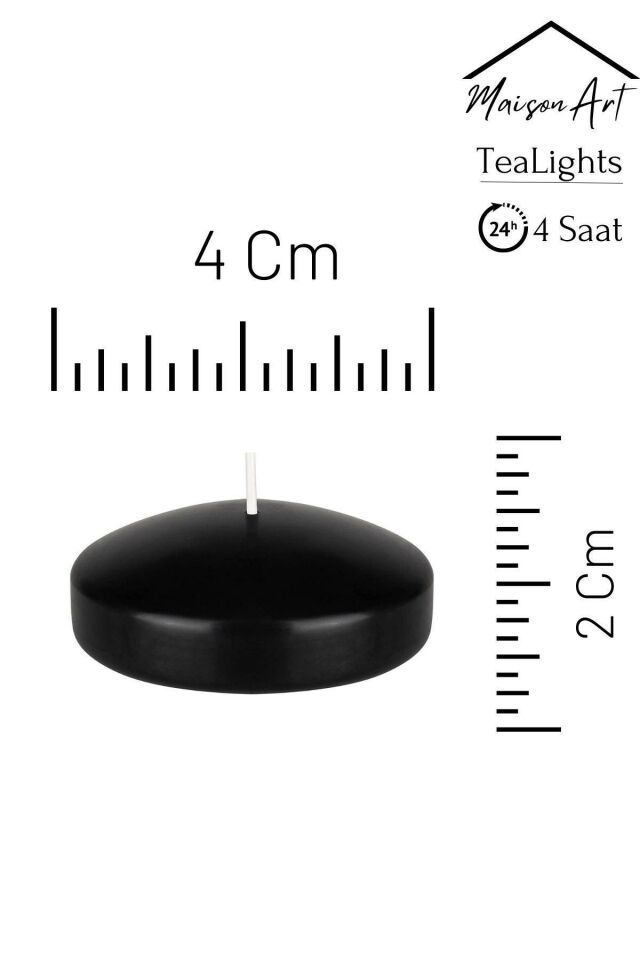 Float | Siyah 24 Adet Yüzen Mum | 4 Saat Yanan Tea Light Mum | Kokusuz Terapi Mumu
