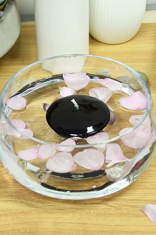 Float | Siyah 24 Adet Yüzen Mum | 4 Saat Yanan Tea Light Mum | Kokusuz Terapi Mumu