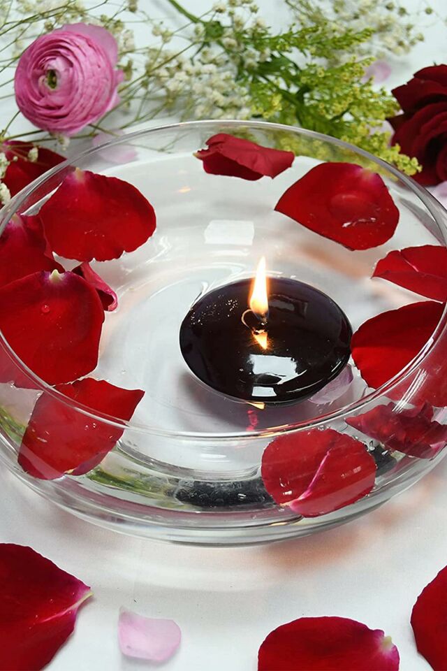 Float | Siyah 24 Adet Yüzen Mum | 4 Saat Yanan Tea Light Mum | Kokusuz Terapi Mumu
