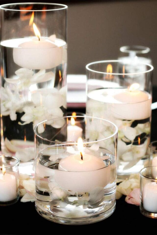 Float | Beyaz 24 Adet Yüzen Mum | 4 Saat Yanan Tea Light Mum | Kokusuz Terapi Mumu