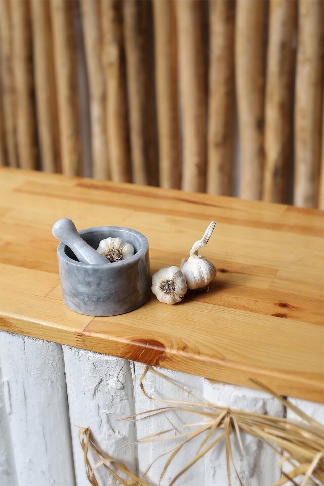 Mermer Havan Seti Büyük Boy Doğaltaş Mermer Havan Seti 12 x 9 Cm