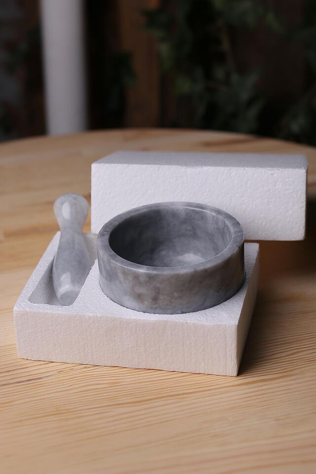 Mermer Havan Seti Büyük Boy Doğaltaş Mermer Havan Seti 12 x 9 Cm
