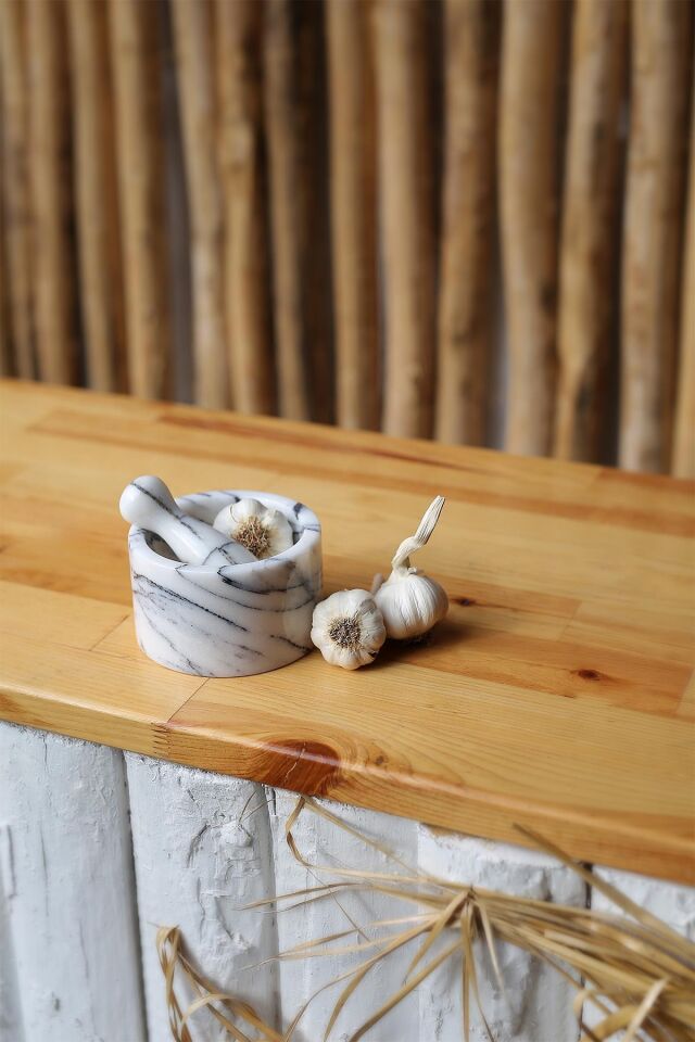 Mermer Havan Seti Büyük Boy Doğaltaş Mermer Havan Seti 12 x 9 Cm