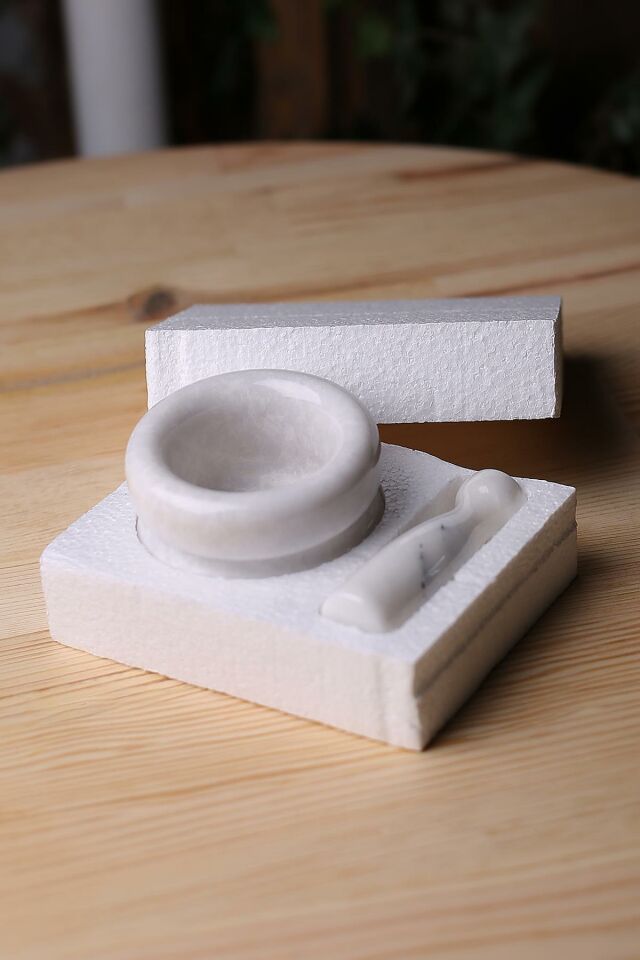 Mermer Havan Seti Orta Boy Doğaltaş Mermer Havan Seti 9 x 7 Cm