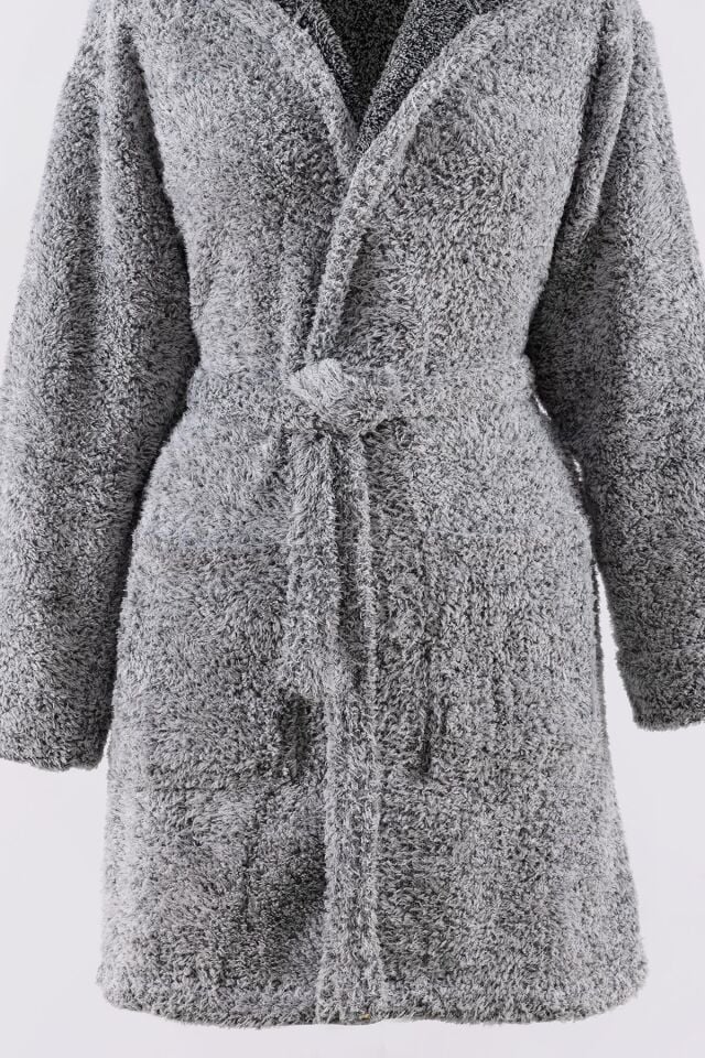 Plain Kapşonlu Unisex Wellsoft Peluş Sabahlık | Bornoz