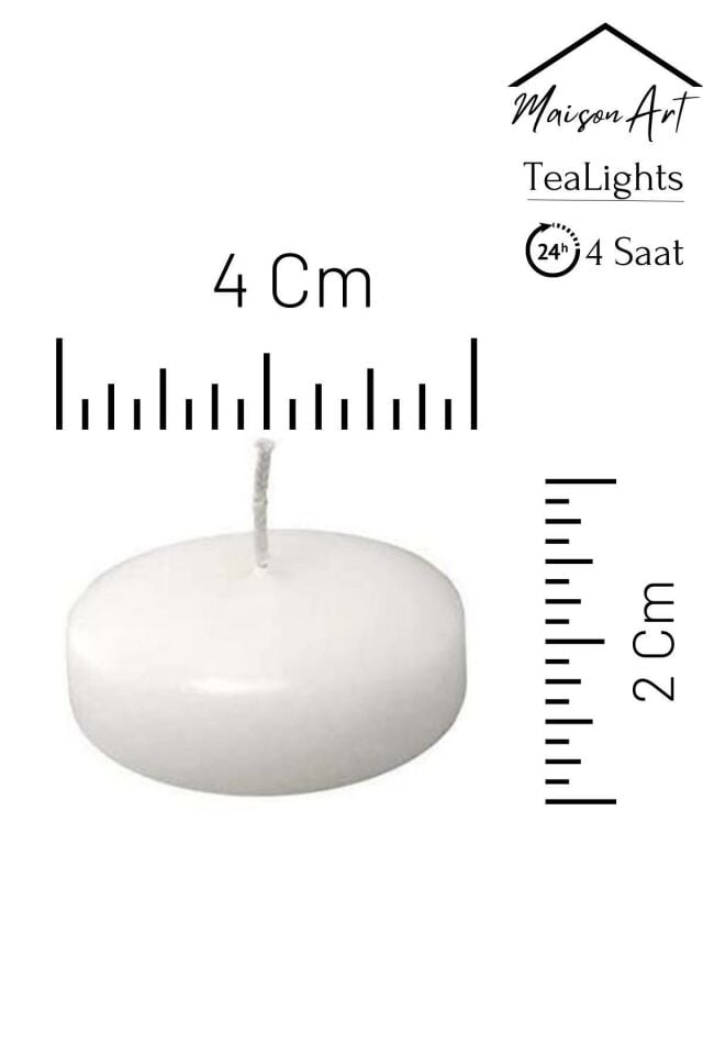 Float | Beyaz 12 Adet Yüzen Mum | 4 Saat Yanan Tea Light Mum | Kokusuz Terapi Mumu