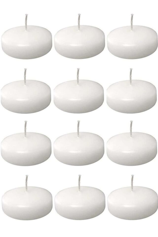 Float | Beyaz 12 Adet Yüzen Mum | 4 Saat Yanan Tea Light Mum | Kokusuz Terapi Mumu