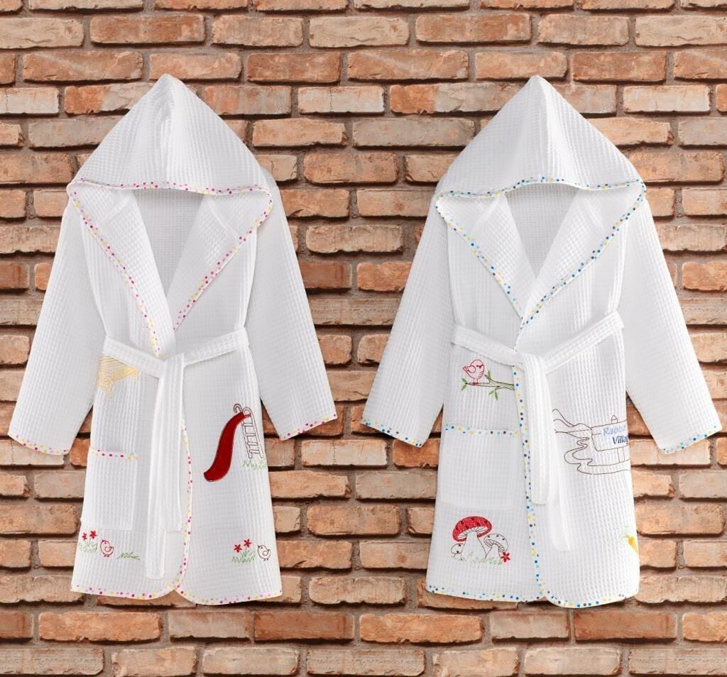 Zeynep Tekstil Nakışlı Pike Çocuk Bornozu 100%Pamuklu 1-8 Yaş