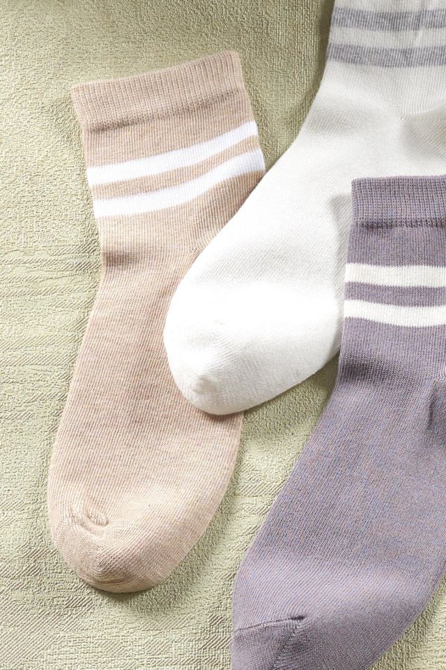 3 Çift Unisex Çizgili Uzun Çorap | Extra Soft Unisex Pamuklu Soket Çorap