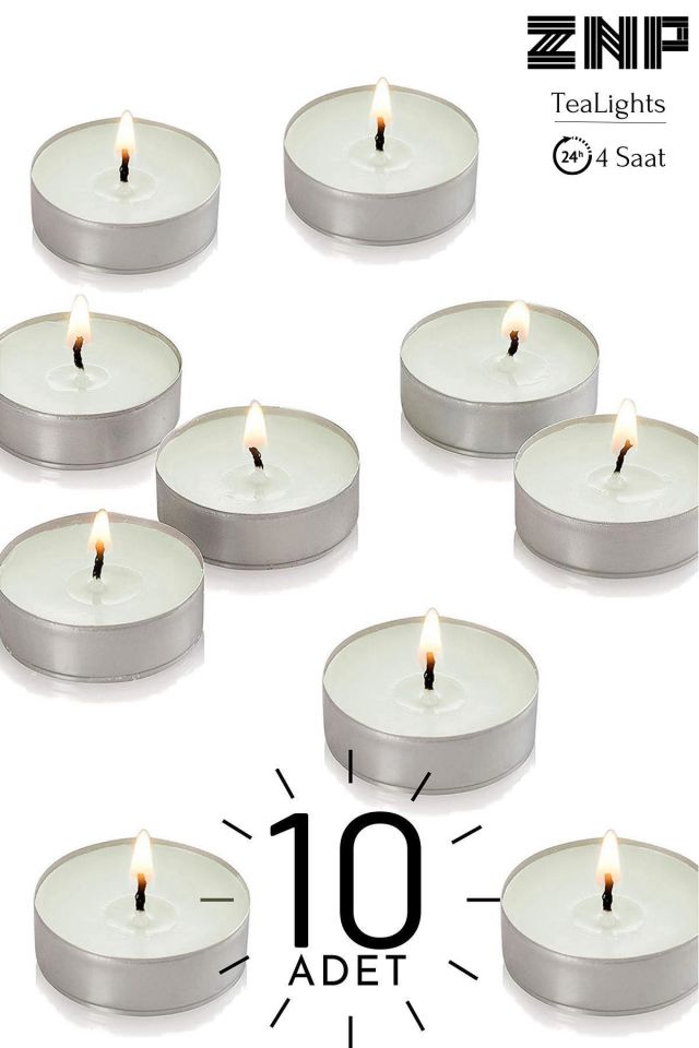 10 Adet | Buhurdanlık Mumu | 4 Saat Yanan Tea Light Mum | Dekoratif Mumluk Mumu