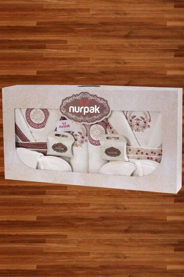 Nurpak Meltem Aile Bornoz Seti 16 Parça, Kutulu Bornoz Takımı