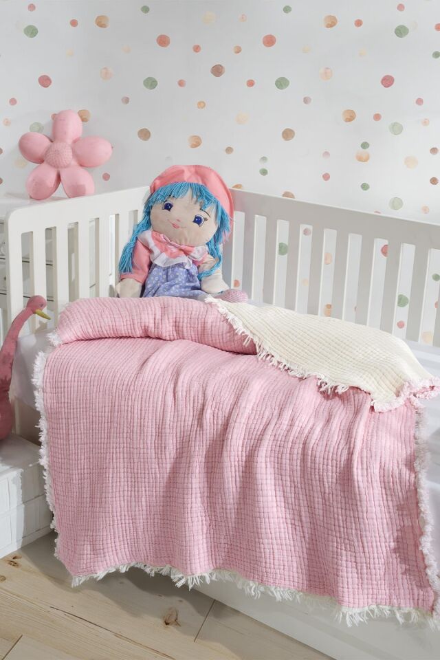7 Kat Dolgulu Müslin Bebek Yorganı 120 X 120
