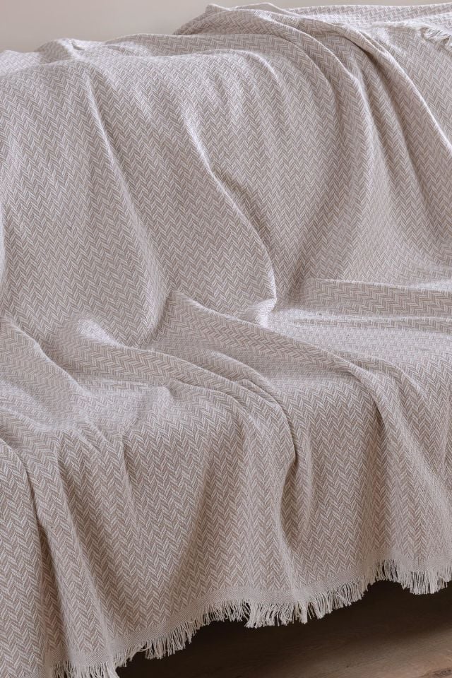 York | Koltuk Örtüsü 170x210 Cm | Natural Pamuklu Koltuk Şalı | Çekyat Örtüsü