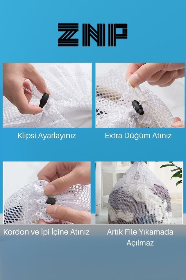BBag | Çamaşır Yıkama Filesi İpli 60x80 Cm | Çorap Perde Filesi