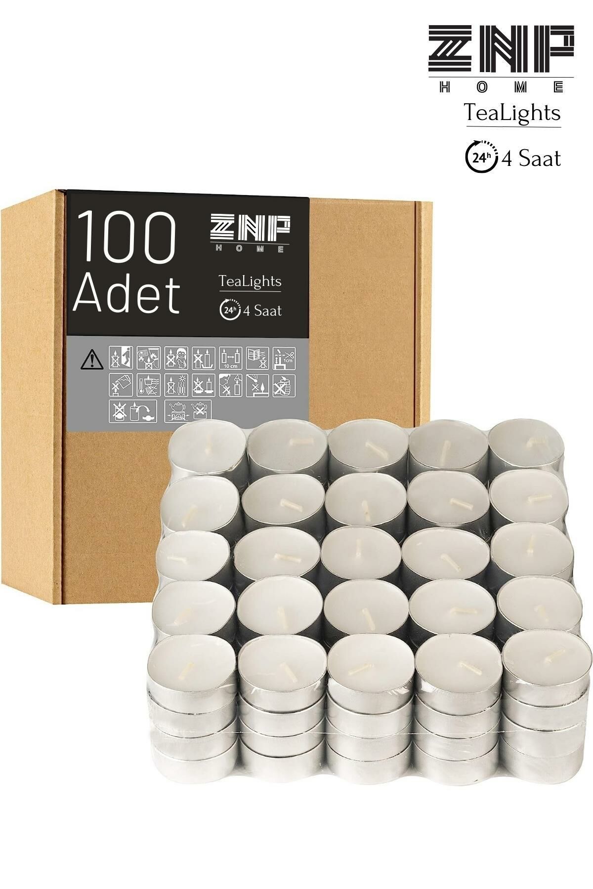 100 Adet | Buhurdanlık Mumu | 4 Saat Yanan Tea Light Mum | Dekoratif Mumluk Mumu