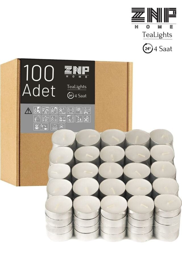 100 Adet | Buhurdanlık Mumu | 4 Saat Yanan Tea Light Mum | Dekoratif Mumluk Mumu