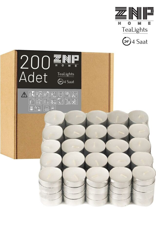 200 Adet | Buhurdanlık Mumu | 4 Saat Yanan Tea Light Mum | Dekoratif Mumluk Mumu