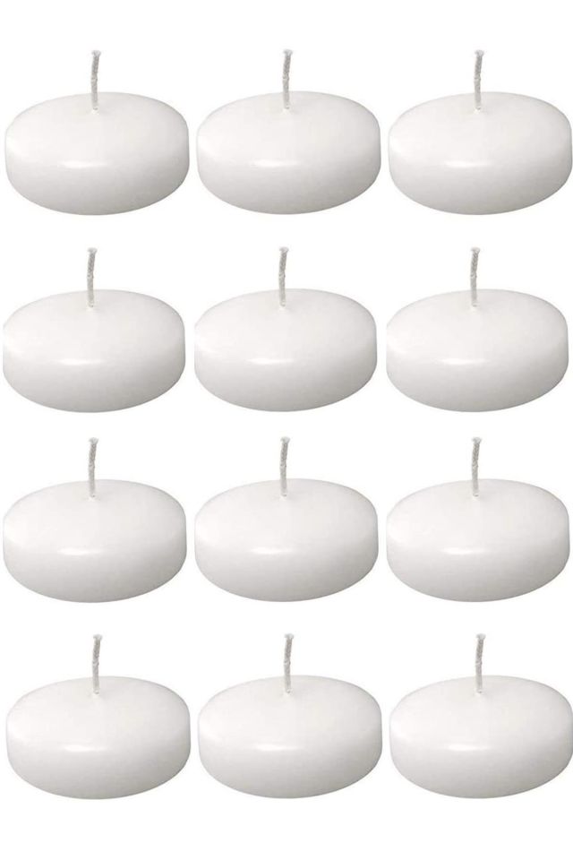Float | Beyaz 24 Adet Yüzen Mum | 4 Saat Yanan Tea Light Mum | Kokusuz Terapi Mumu
