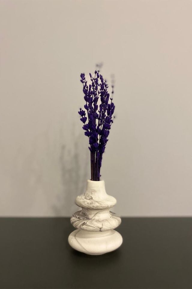 Mini Mermer Desen Konik Vazo Biblo 6X10 Cm