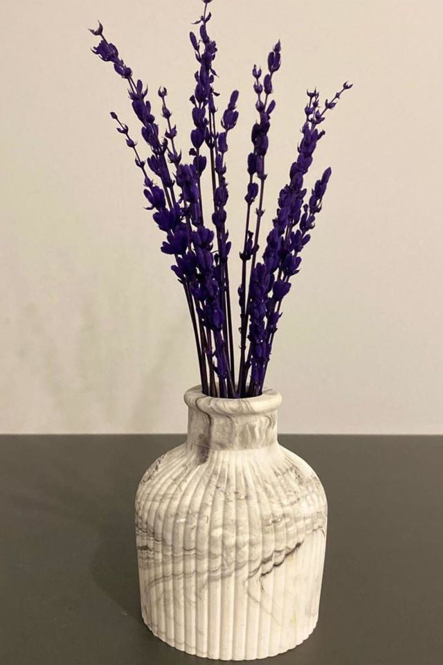 Mini Mermer Desen Çizgili Dekoratif Vazo Biblo 7X10 Cm
