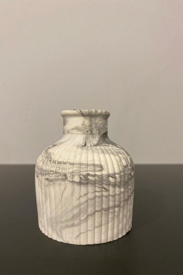 Mini Mermer Desen Çizgili Dekoratif Vazo Biblo 7X10 Cm