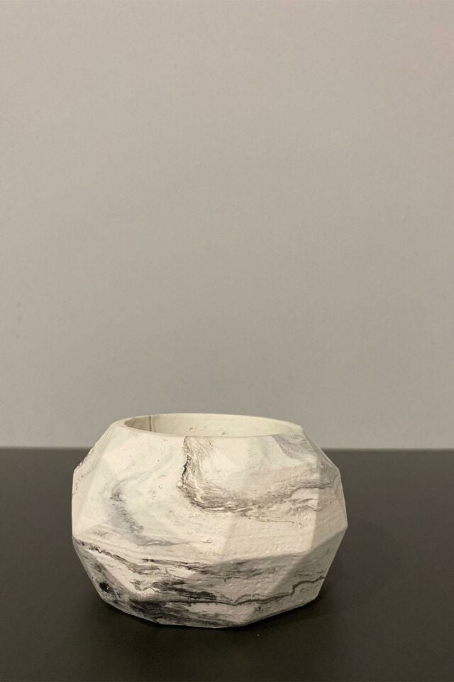 Prizma Mermer Desen Saksılık Çiçeklik Biblo 11X6 Cm