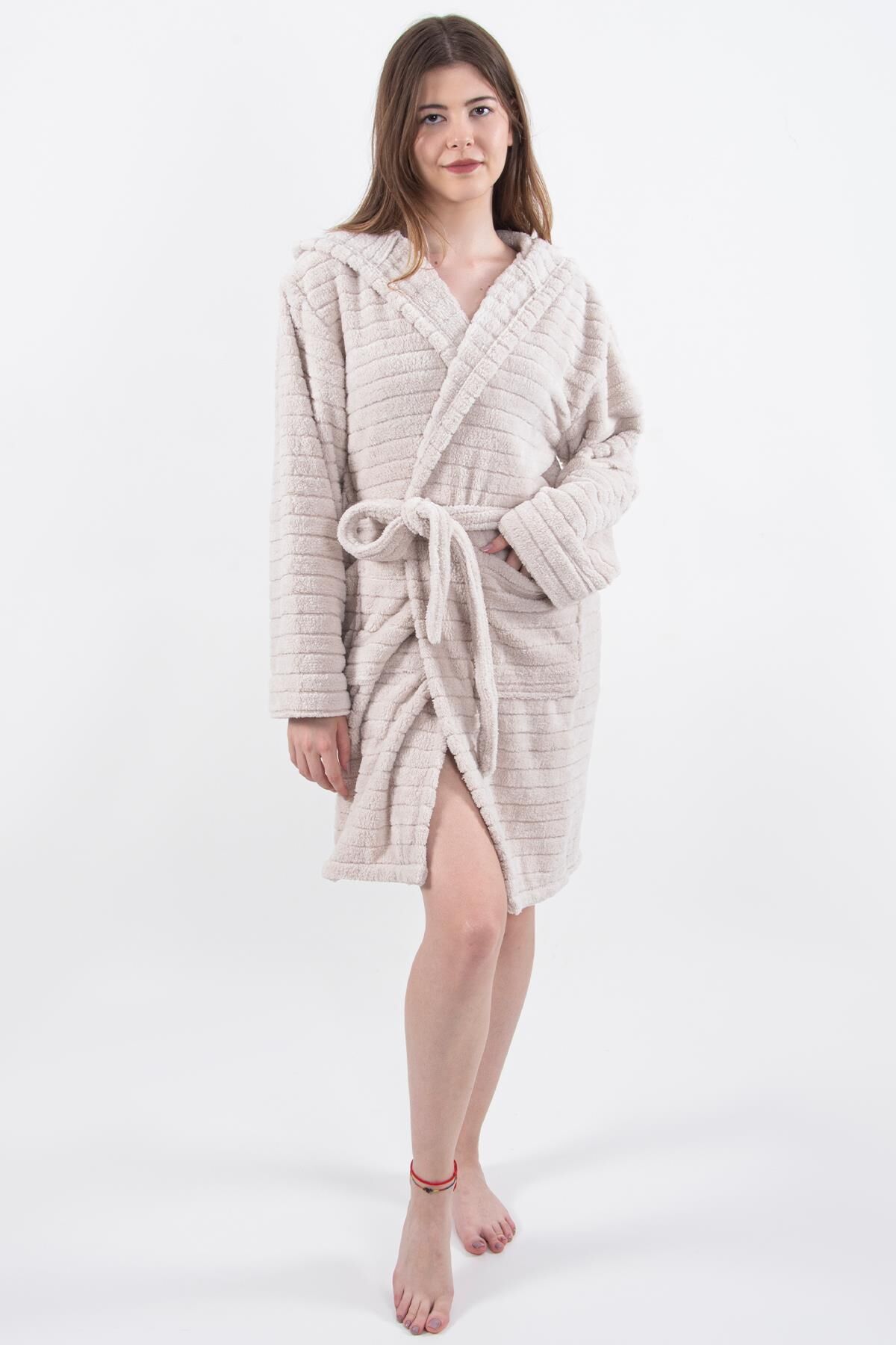 Comfy | Kapşonlu Wellsoft Peluş Bornoz Sabahlık | Robdeşambr Kadın Bornoz