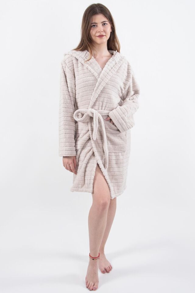 Comfy | Kapşonlu Wellsoft Peluş Bornoz Sabahlık | Robdeşambr Kadın Bornoz