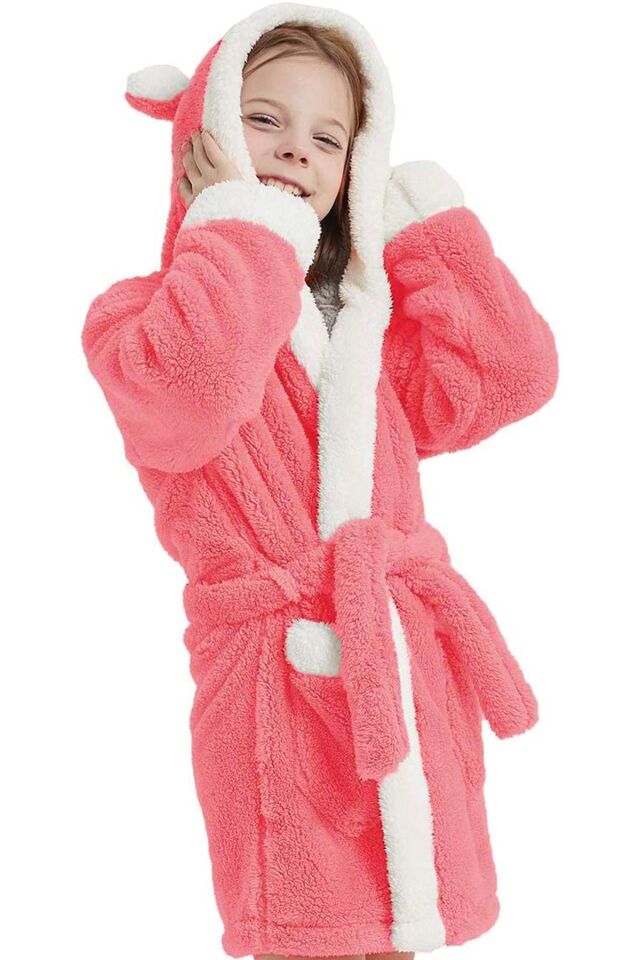 Bunny Kapşonlu Unisex Wellsoft Çocuk Peluş Sabahlık | Bornoz