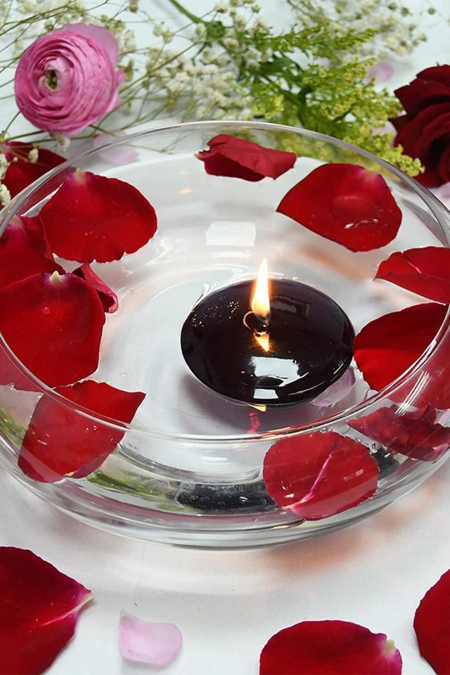 Float | Siyah 24 Adet Yüzen Mum | 4 Saat Yanan Tea Light Mum | Kokusuz Terapi Mumu