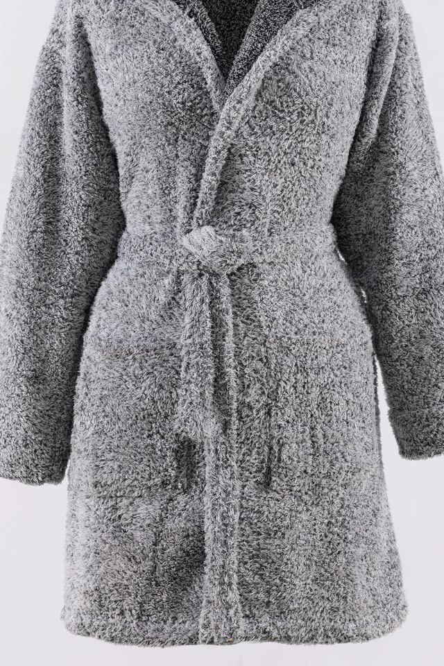 Plain Kapşonlu Unisex Wellsoft Peluş Sabahlık | Bornoz