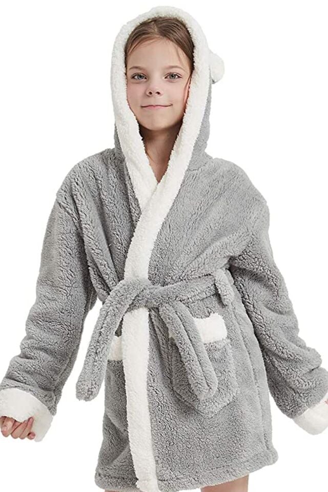 Bunny Kapşonlu Unisex Wellsoft Çocuk Peluş Sabahlık | Bornoz Mint - 8-10