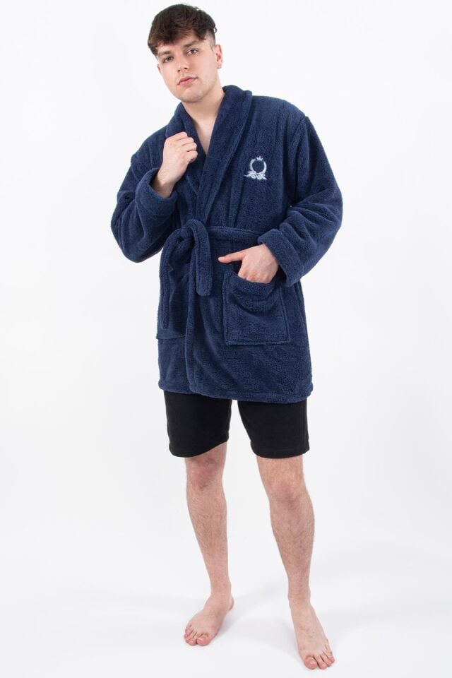 Rob | Wellsoft Peluş Erkek Sabahlık Polar | Robdeşambr | Bornoz Siyah - S/M