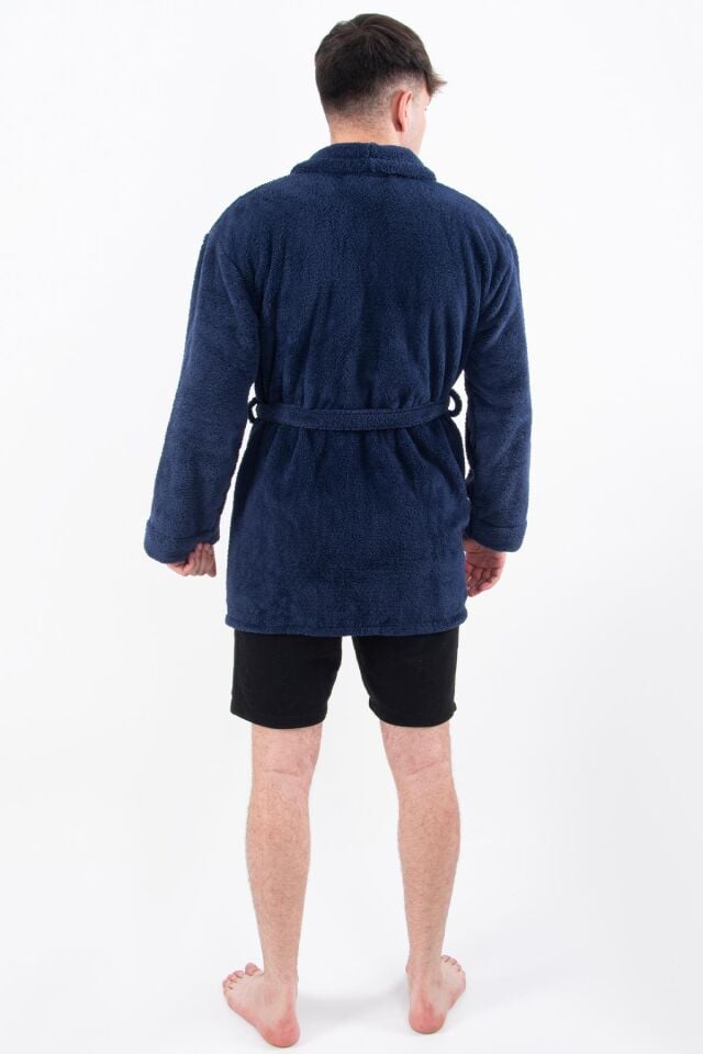 Rob | Wellsoft Peluş Erkek Sabahlık Polar | Robdeşambr | Bornoz Siyah - S/M