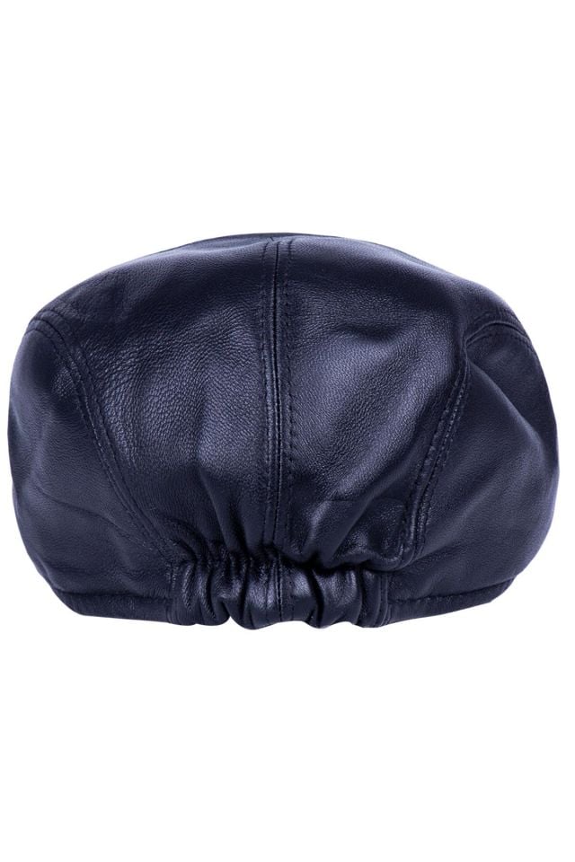 Leather | Erkek Deri Kasket Arakadan Lastikli Kasket Şapka