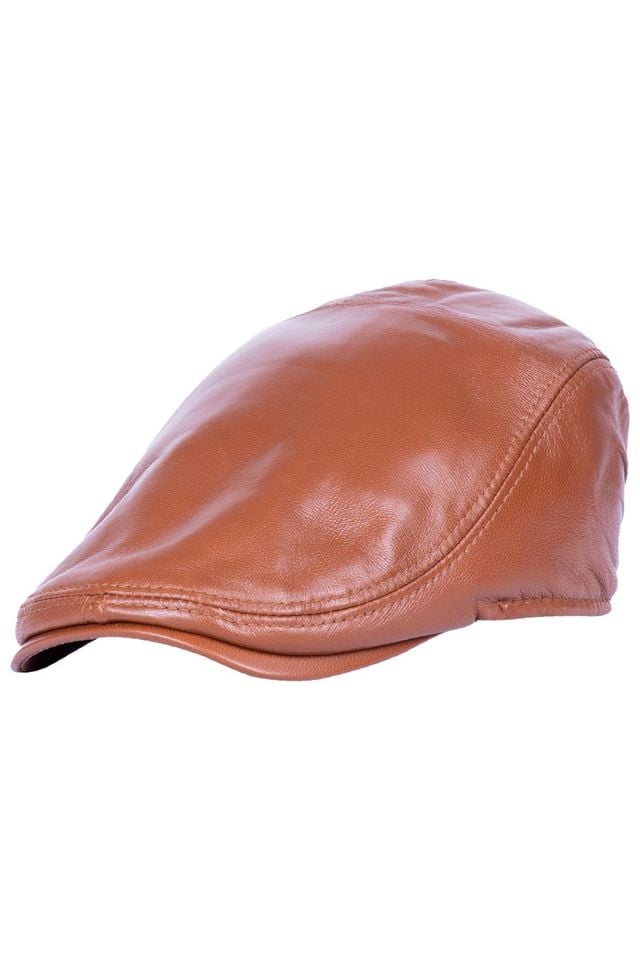 Leather | Erkek Deri Kasket Arakadan Lastikli Kasket Şapka