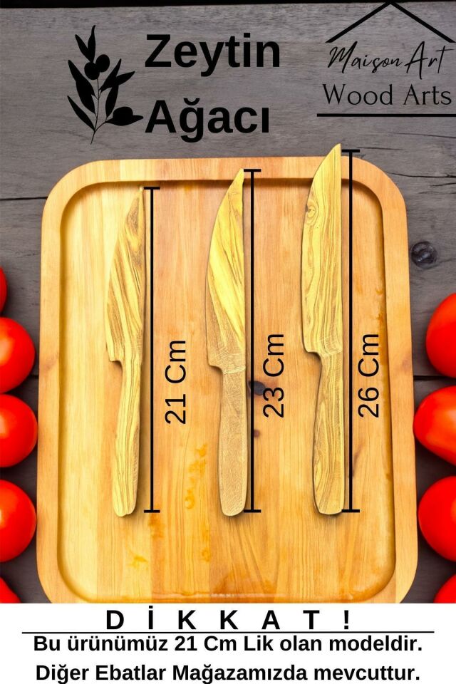Zeytin Ağacı Bıçak | 21 Cm El Yapımı Ahşap Bıçak Doğal Ağaç Bıçak