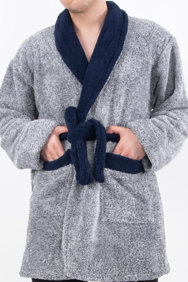 Navy Erkek Sabahlık Unisex Polar Wellsoft Peluş Sabahlık | Ceket  Bornoz