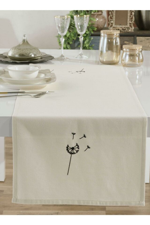 Kitchen 6 Kişilik Natural Keten Runner Ve Amerikan Servis Seti