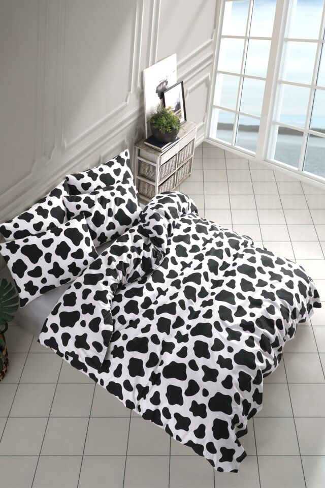 Cow Tek Kişilik Inek Desen Çarşafsız Nevresim Seti