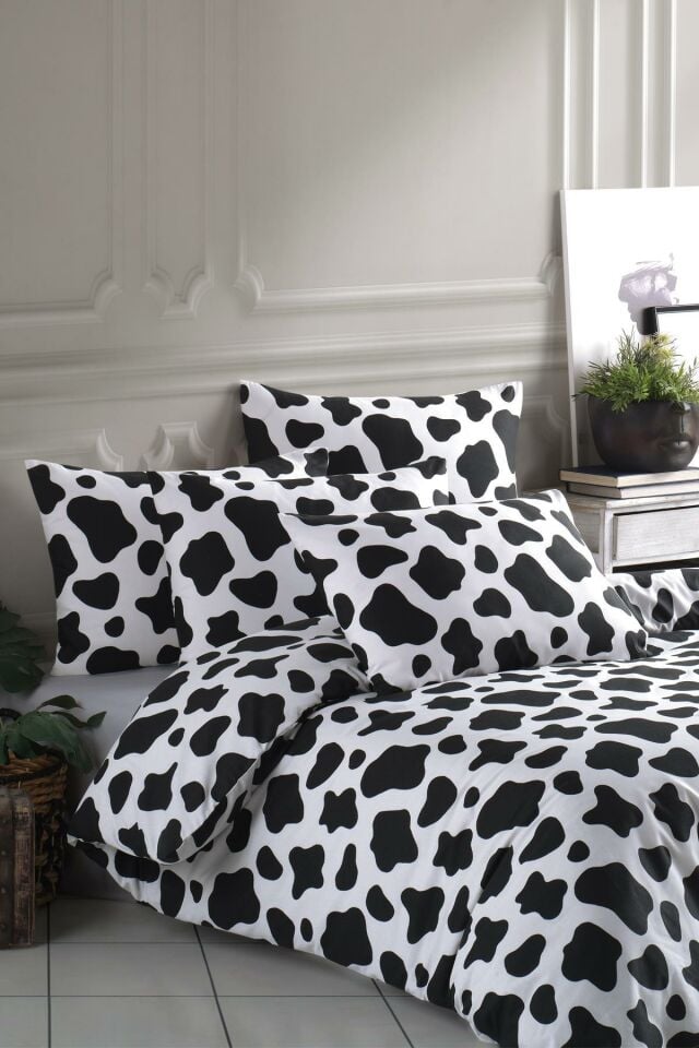 Cow Tek Kişilik Inek Desen Çarşafsız Nevresim Seti