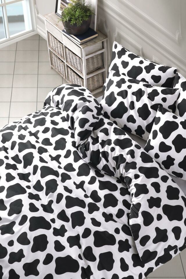 Cow Tek Kişilik Inek Desen Çarşafsız Nevresim Seti