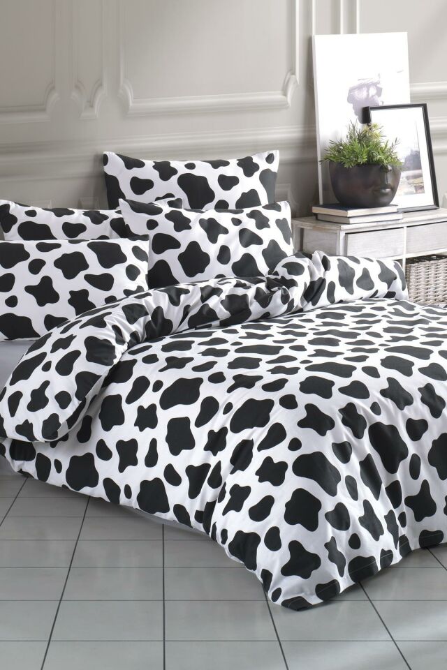 Cow Tek Kişilik Inek Desen Çarşafsız Nevresim Seti