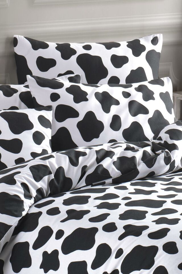 Cow Tek Kişilik Inek Desen Çarşafsız Nevresim Seti
