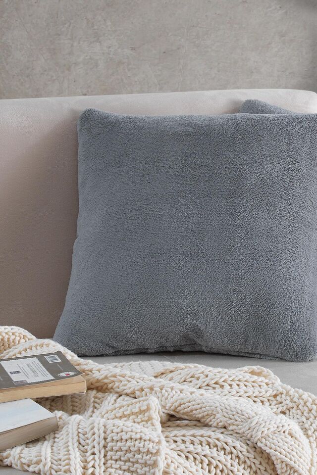 Sofa | 2 Adet Gri Renk Welsoft Kırlent Kılıfı Yastık Kılıfı 44x44 Cm