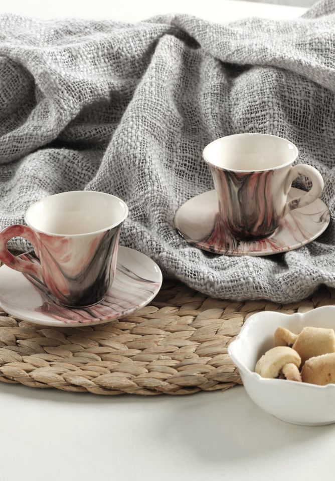 Gift Kahve Fincan Takımı 2 Kişilik El Yapımı Türk Kahvesi Expresso Fincanı Seti