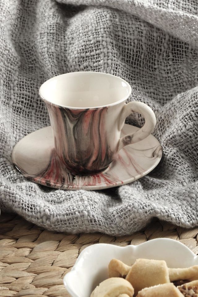 Gift Kahve Fincan Takımı 2 Kişilik El Yapımı Türk Kahvesi Expresso Fincanı Seti Pembe