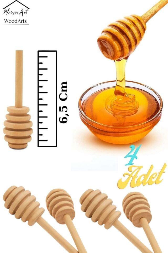 Mini 4 lü Ahşap Bal Kaşığı | El Yapımı Bal Çubuğu